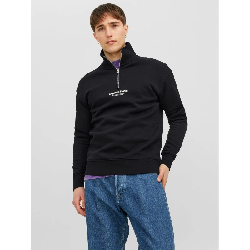 Image of Jack & Jones Black Vesterbro Sweat Quarter Zip Black Male L 235709UK