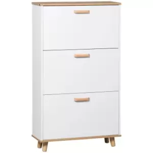 Image of HOMCOM Narrow Shoe Cabinet, Slim Shoe Storage Cabinet with 3 Flip Drawers and Adjustable Shelves, 12 Pair of Shoes Organizer for Hallway