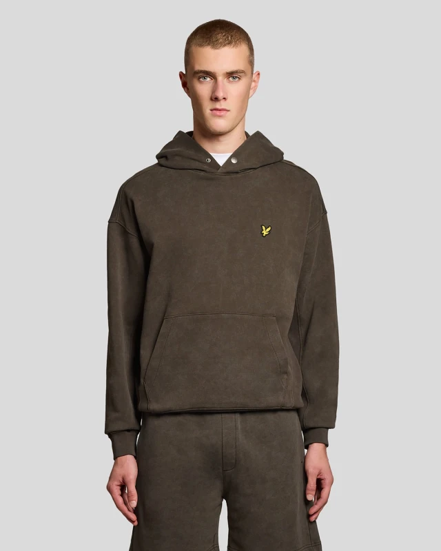 Image of Lyle & Scott Mens Heavy Wash Cotton Hoodie in Black