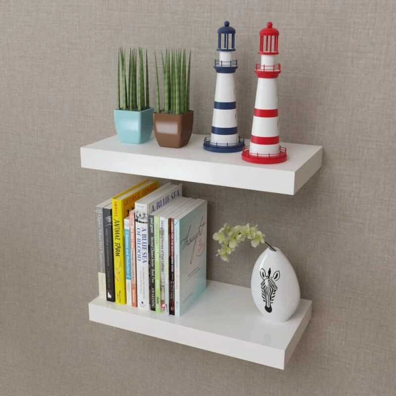 Image of VIDAXL Vidaxl - 2 White mdf Floating Wall Display Shelves Book/DVD Storage 242182fr