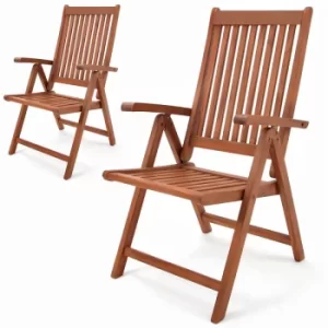 Image of Deuba Garden Chair Vanamo FSC -certified Eucalyptus Wood Foldable Chair High-back Garden Furniture 2Pcs Set