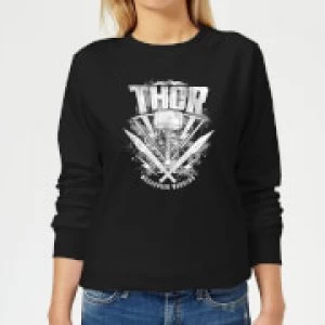 Image of Marvel Thor Ragnarok Thor Hammer Logo Womens Sweatshirt - Black - XXL