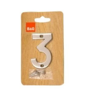 Image of Chrome Effect Brass House Number 3