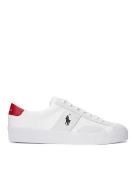 Image of Polo Ralph Lauren Sayer Canvas & Suede Trainers, White / Red, Size 11, Men