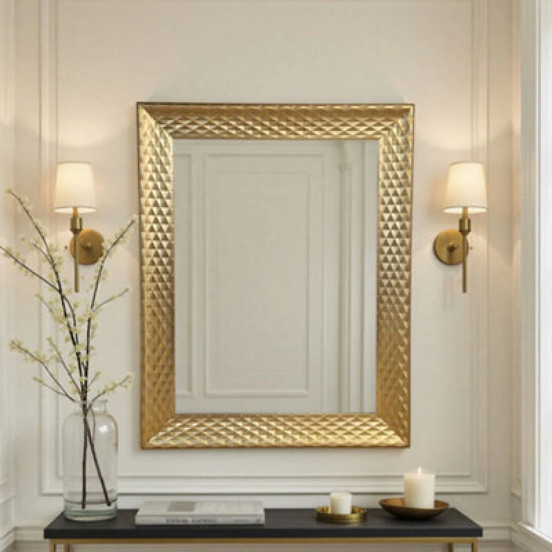 Image of Yearn Mirrors Yearn Diamont Framed Gold Bevelled Mirror, Gold YG703GLD40X30