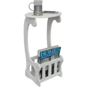 Image of Watsons - scroll - Side / End / Bedside Table with Magazine / Book Storage Rack - White - White