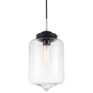 image of Netlighting Industrial and Retro Hanging Pendant Black 1 Light with Clear Shade,