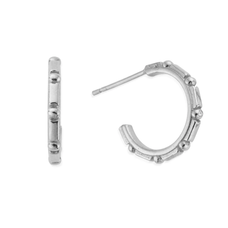 Image of ChloBo Art Deco Silver Bead Hoop Earrings SEH3448 Silver female