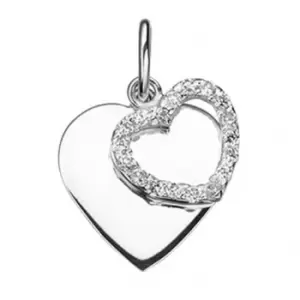 image of Beginnings Sterling Silver P3497C Cz Double Heart Pendant