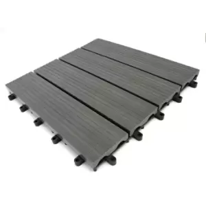 image of Monstershop 33 X Wpc Decking Floor Tiles 30X30Cm - Grey