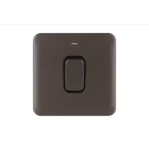 image of Schneider Electric Lisse Screwless Deco - Single High Current Light Switch with Neon Indicator, Double Pole, 50A, GGBL4011BMB, Mocha Bronze with Black