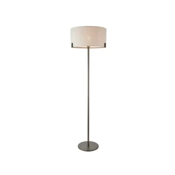Image of Endon Lighting Hayfield - Floor Lamp Brushed Bronze Effect Plate & Natural Linen 1 Light IP20 - E27