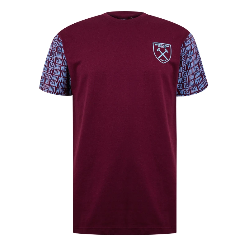 Image of Source Lab SLab West Ham Graphic T-Shirt Mens Claret/Blue male Large