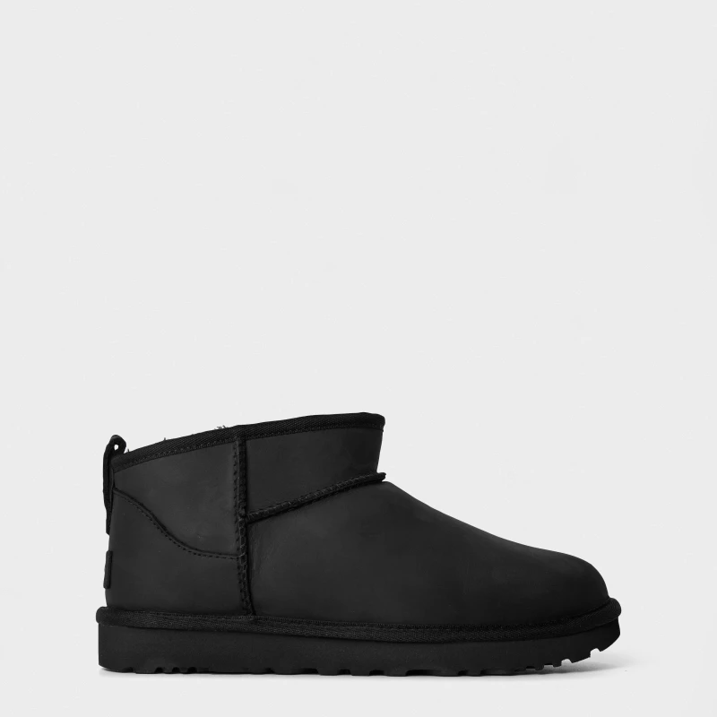 Image of Ugg Womens 's Leather Plush Lined Snug Boots Black female 5 (38)