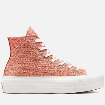 image of Converse Womens Chuck Taylor All Star Wabi Sabi Lift Hi-Top Trainers - Healing Clay/Light Gold - UK 3