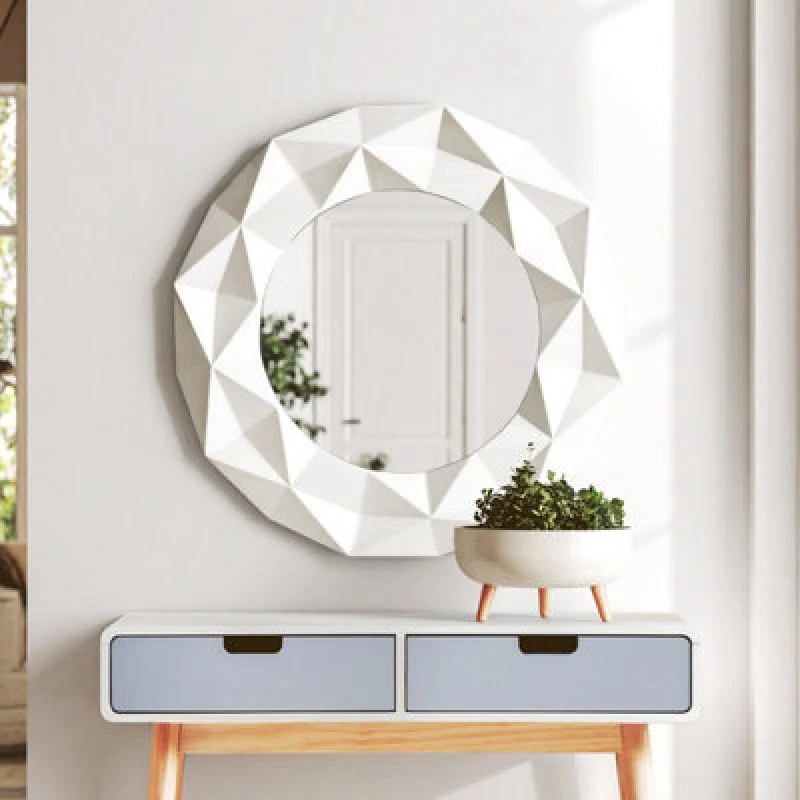 Image of Premier Housewares 3D Effect High Gloss Wall Mirror White