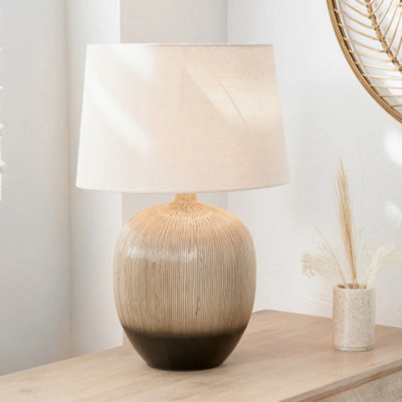 Image of Pacific Lifestyle Black Textured Ceramic Table Lamp