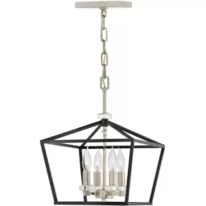 image of Quintiesse Hinkley Stinson Lanterns Pendant Ceiling Light Black with Polished Nickel