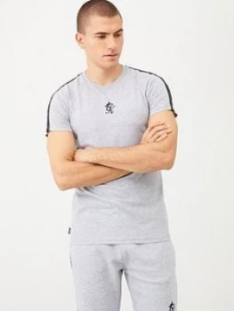 image of Gym King Printed Tape Tee - Grey Marl, Size L, Men