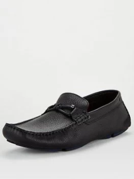 Image of Ted Baker Ottro Leather Driver Loafers - Black, Size 11, Men