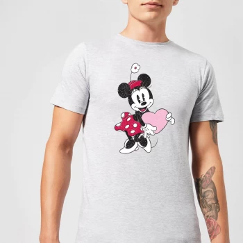 Image of Disney Minnie Mouse Love Heart Mens T-Shirt - Grey - XS - Grey