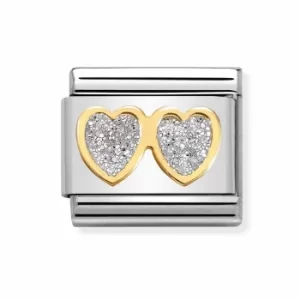 Image of Nomination Classic Glitter Symbols 'Double Heart' Charm 030220/01