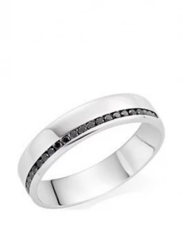 image of Beaverbrooks Platinum Black Diamond Mens Wedding Ring