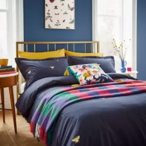 image of Joules Bee Embroidered Kingsize Duvet Cover Set, Navy