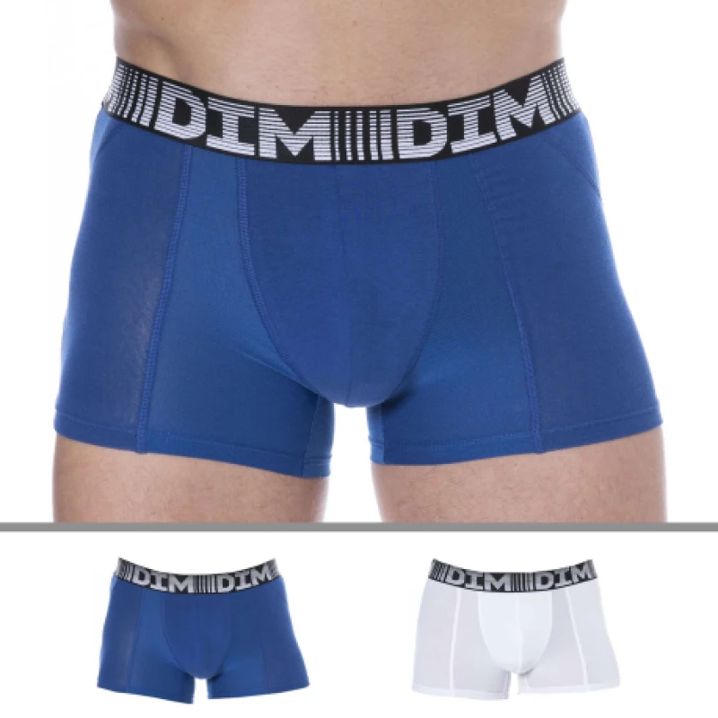Image of DIM 2-Pack 3D Flex Air Boxer Briefs - Steel Blue - White M