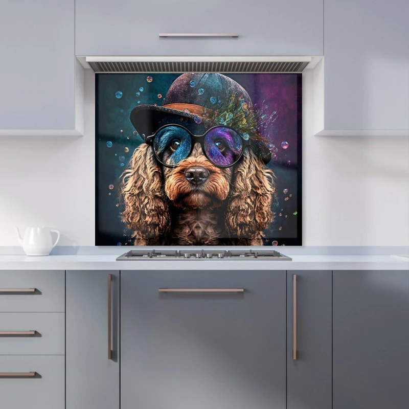 Image of Warren Reed - Designer Cockapoo Dog Face Splashart Kitchen Splashback Size: 600mm x 750mm Multicolor Unisex 600mm x 750mm