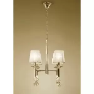 image of Tiffany pendant lamp 4+4 E14+G9 bulbs, gold with cream lampshade & transparent crystal