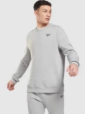 Image of Reebok Ri Left Chest Logo Crew, Grey, Size S, Men