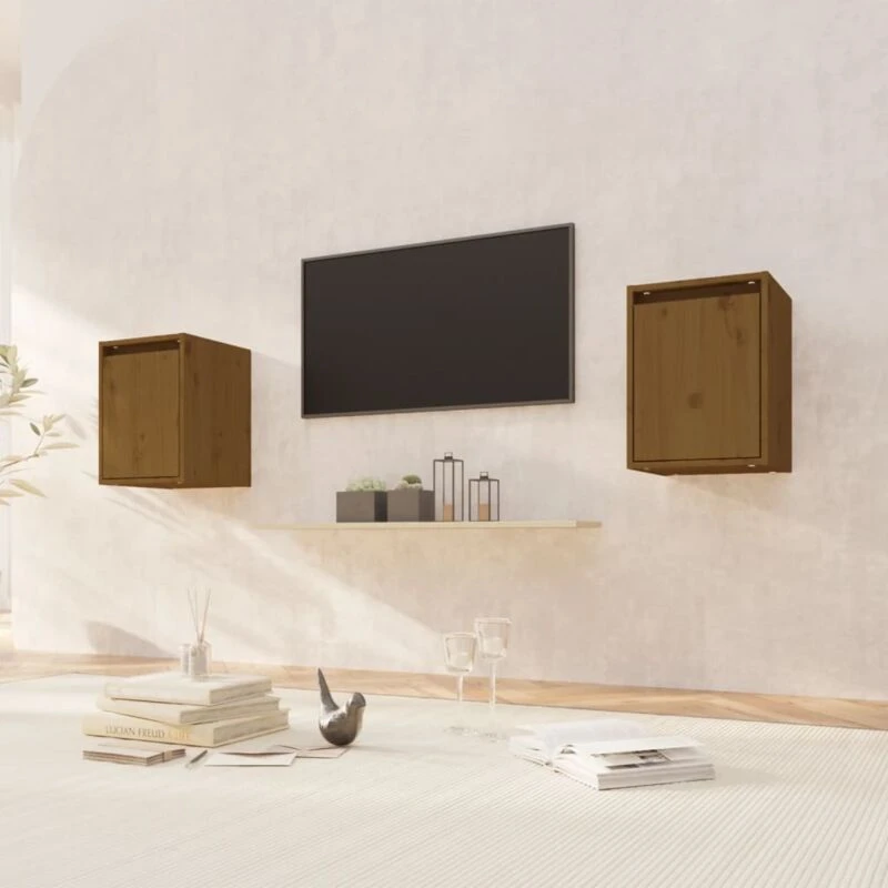 Image of VIDAXL Vidaxl - Wall Cabinets 2 pcs Honey Brown 30x30x40cm Solid Wood Pine 8720286840740