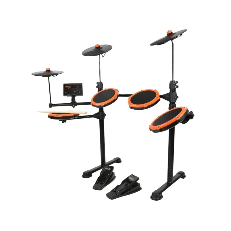 Image of Rockjam Electronic Drum Kit, Digital Drum Set With Mesh Pads, Cymbals, Pedals, 12 Drum Voices, 20 Songs, Usb/Midi, Hea