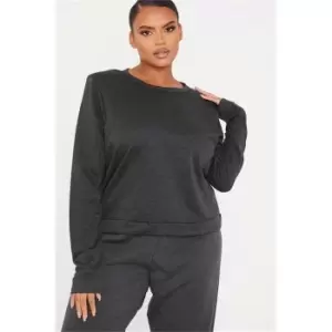 image of I Saw It First Charcoal Plus Size Shoulder Pad Sweatshirt - Grey