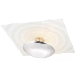 image of Onda Patterned Glass Flush Ceiling Light White