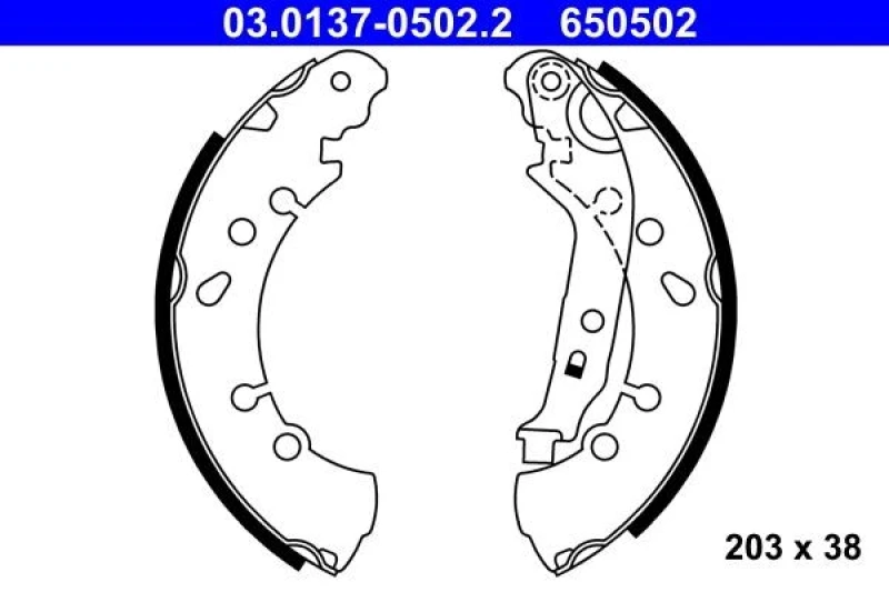 Image of ATE 03.0137-0502.2 Brake Shoes with lever Brake Shoe Set (70)