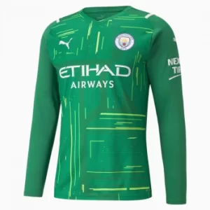 image of PUMA Man City Goalkeeper Replica Long Sleeve Mens Jersey, Amazon Green/Green Gecko, size Large, Clothing