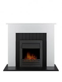 image of Adam Fire Surrounds Chessington Fireplace In White and Black With Eclipse Black Electric Fire