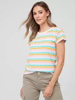 Image of Barbour Pure Cotton Stripe T-Shirt - Multi, Size 10, Women