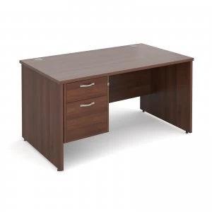 Image of Maestro 25 PL Straight Desk With 2 Drawer Pedestal 1400mm - Walnut pan