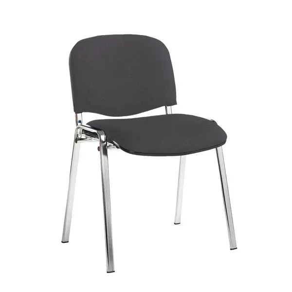 Image of Taurus Padded Stackable Waiting Room Chair - Chrome - No Arms - Blizzard Grey