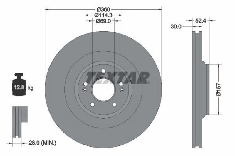 Image of Brake disc TEXTAR 92346905