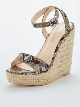 image of Public Desire Sydney Wedge Snake Print Sandals - Animal Print