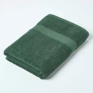 image of HOMESCAPES Turkish Cotton Bath Towel, Dark Green - Dark Green