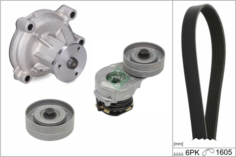 Image of Water Pump + V-Ribbed Belt Kit INA 529 0330 31