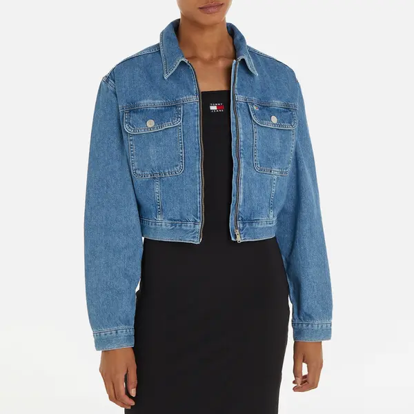 Image of Tommy Jeans Claire Cropped Denim Jacket - XL Blue Coats and Jackets female DW0DW176561A5 XL