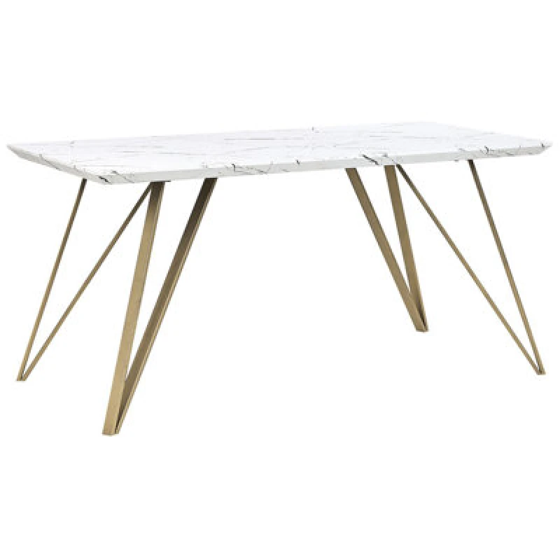 Image of Beliani Dining Table Molden Marble/ Gold 150 Cm 80 Cm