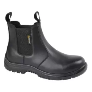 Image of Grafters Mens Leather Safety Boots (14 UK) (Black) - Black