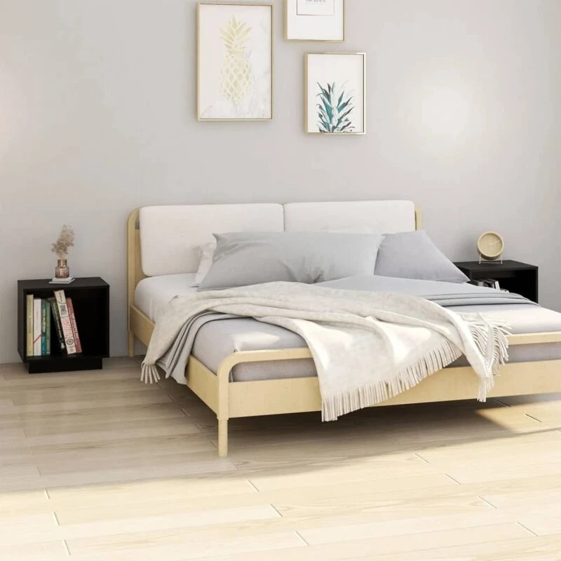 Image of VIDAXL Bedside Cabinets 2 pcs Black 40x30x40cm Solid Wood Pine Vidaxl 8720286841709